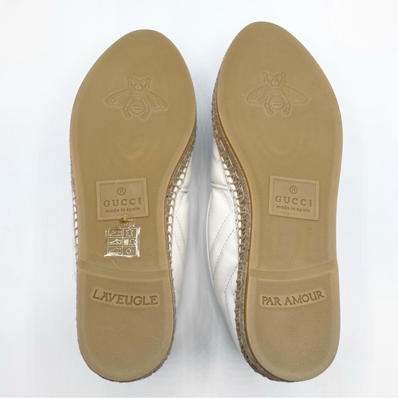 NEW Gucci White Leather Double G Marmont Matelasse Quilted Espadrille Sandals - Picture 7 of 14
